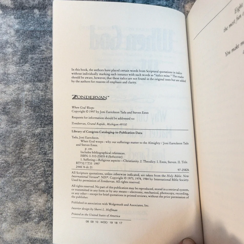 When God Weeps Joni Eareckson Tada Steven Estes Christian Suffering Book
